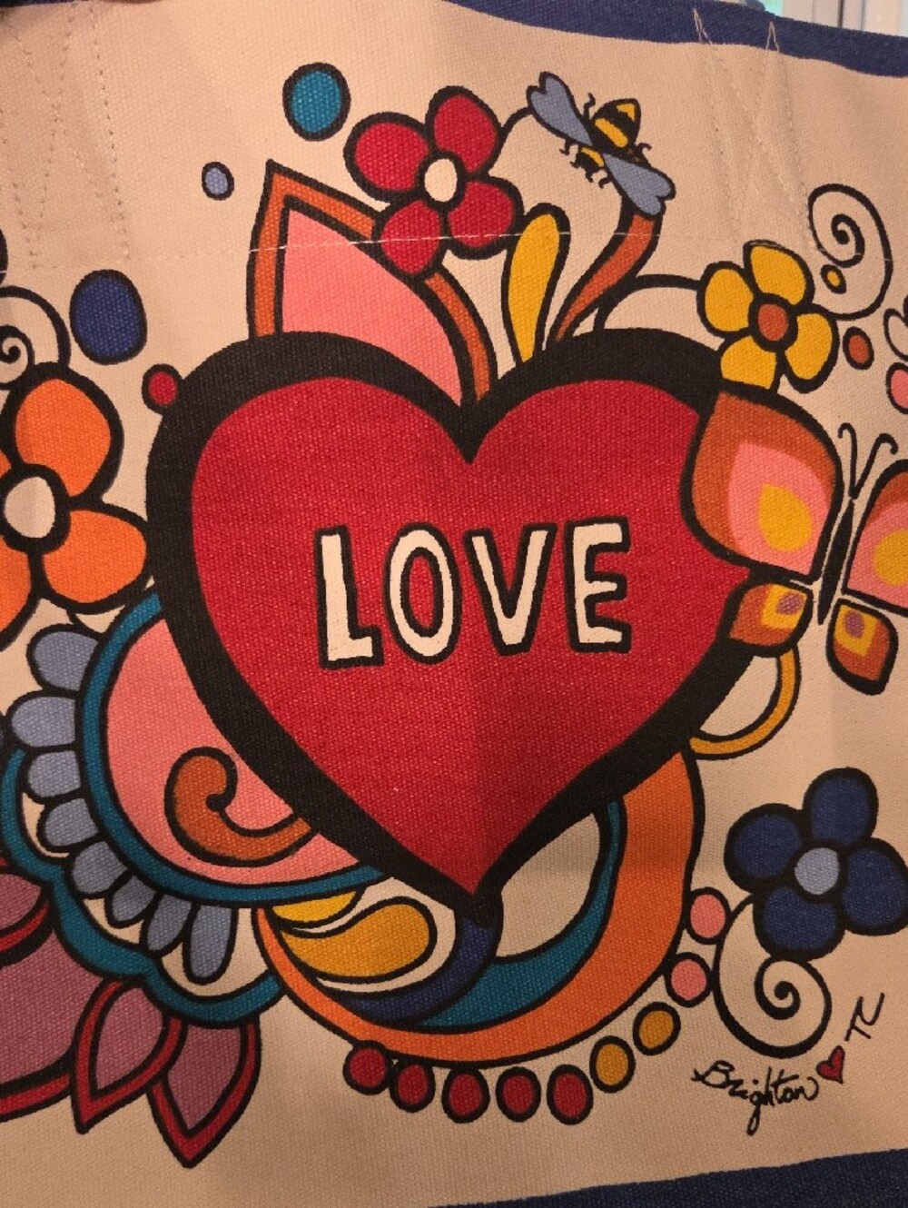 Brighton Multi-Color LOVE Graphic Tote - Yellow, Red, Blue, Orange, Pink - Picture 3 of 5